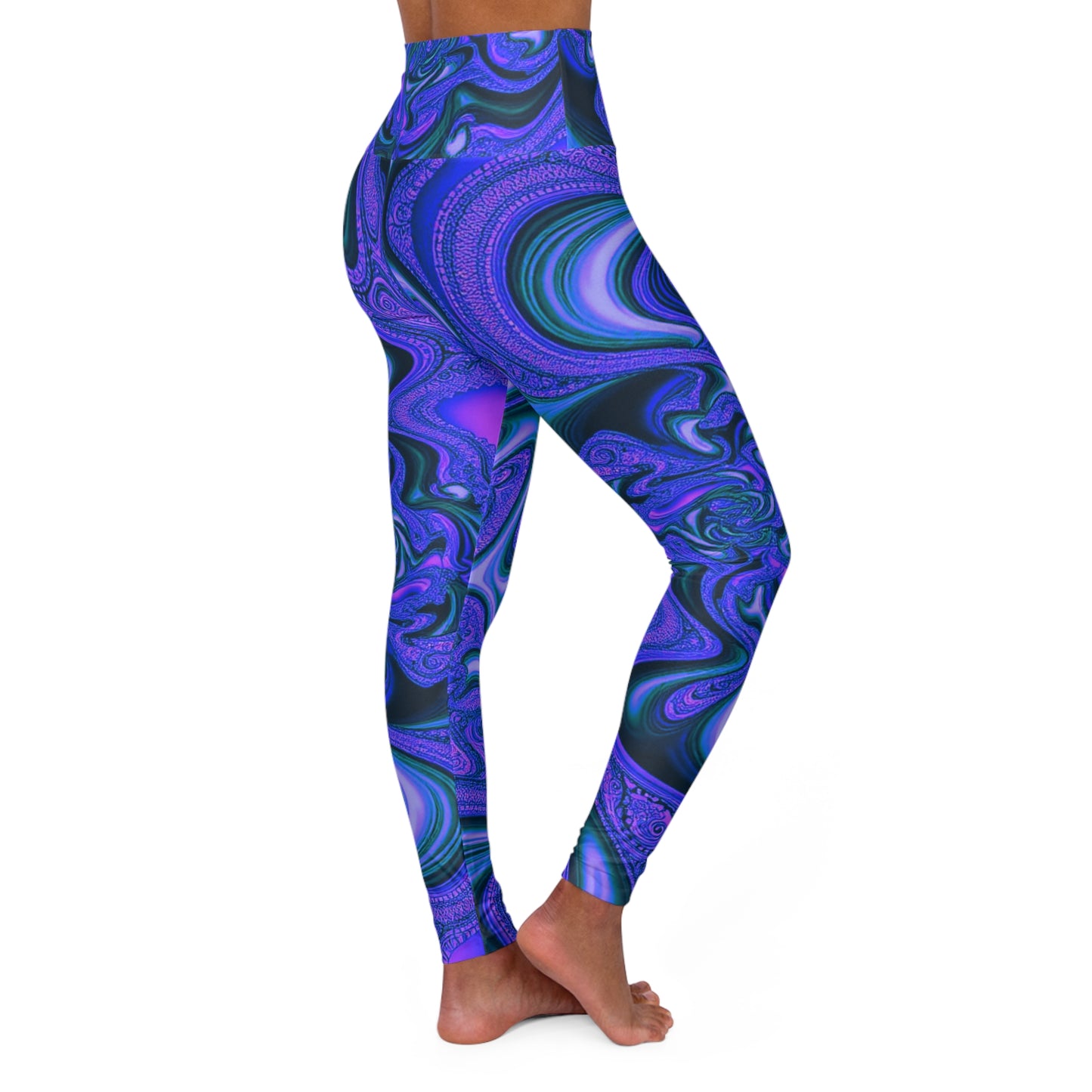 Yoga Leggings - black purple & blue Swirl