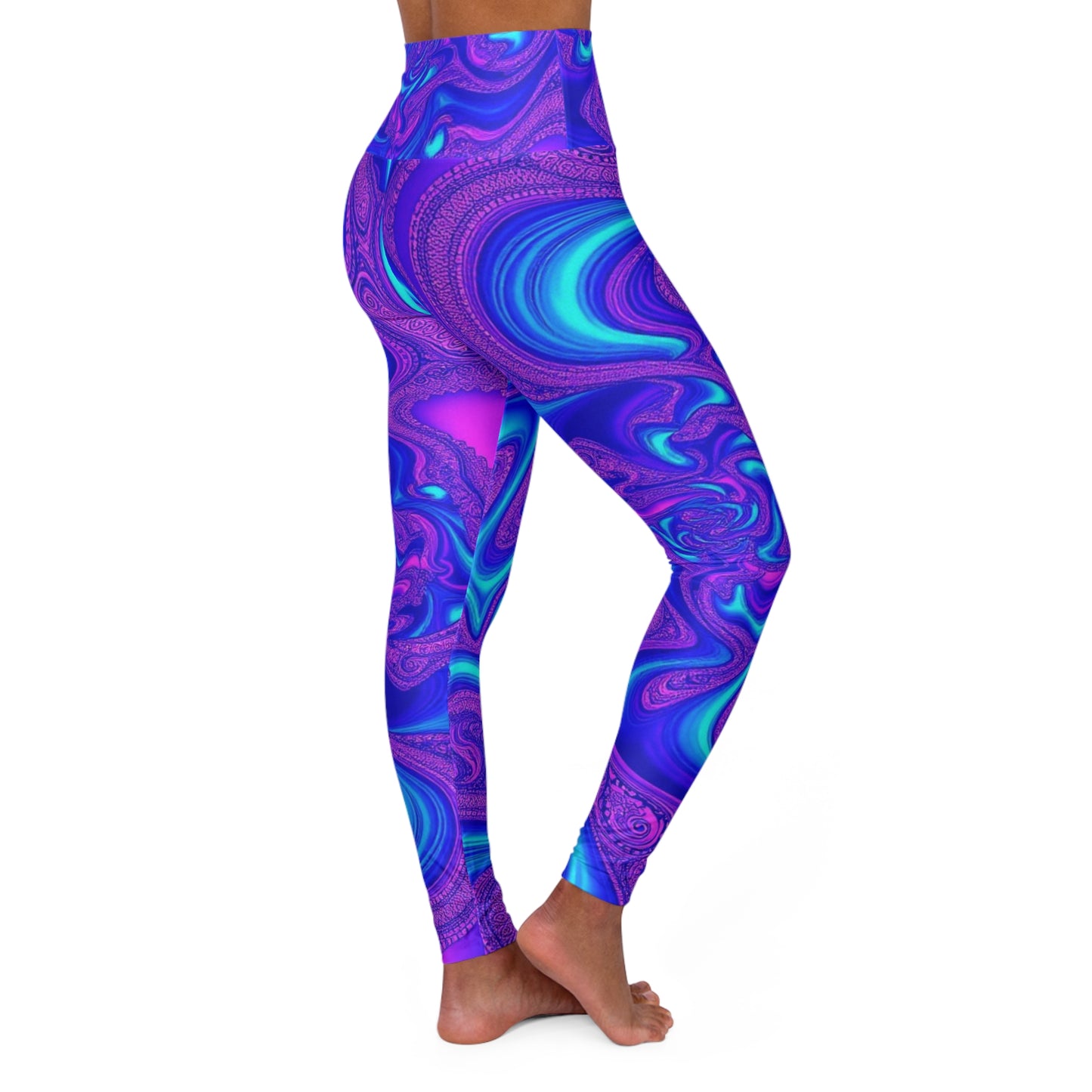 Yoga Leggings - purple, cyan & pink swirl