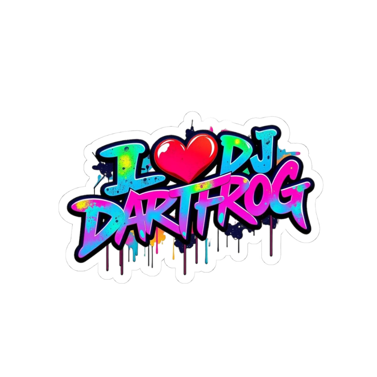 Cute Kiss-Cut  I heart Dartfrog Vinyl Decal