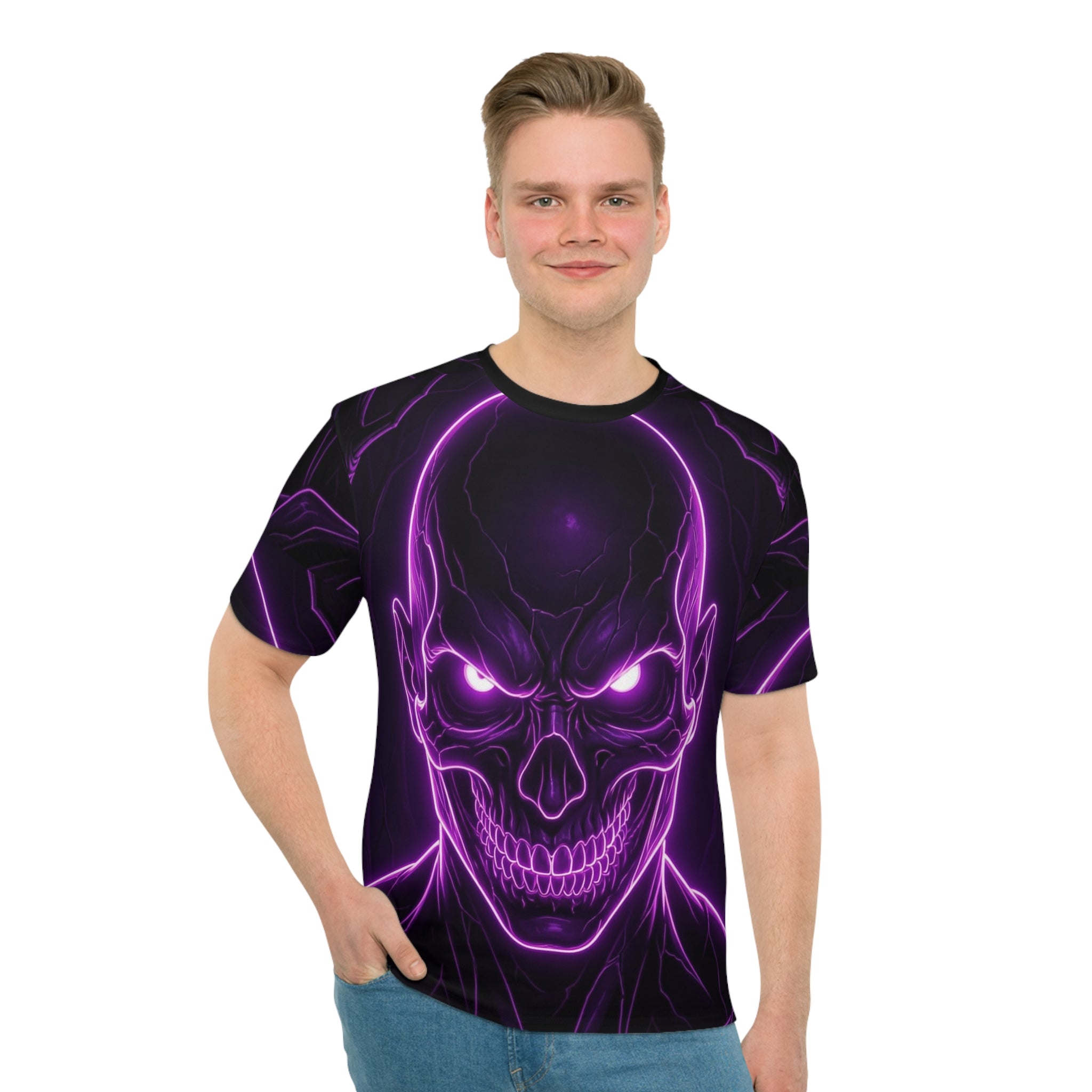 Neon Skull T-Shirt — Purple Glowing Skull