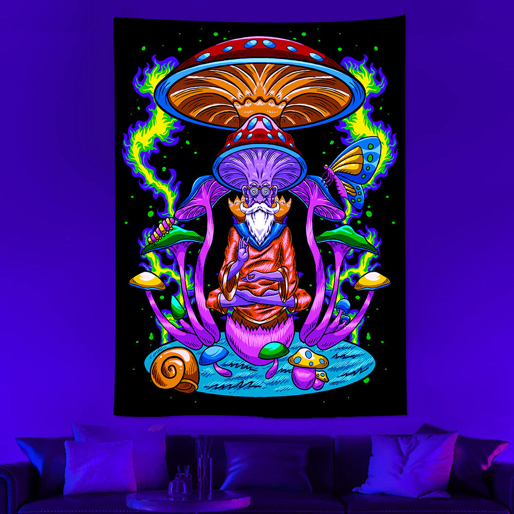 Skull Neon Tapestry Background Fabric